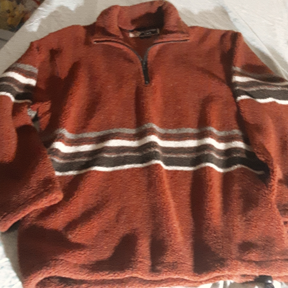 Free country mens XL jacket fleece brown pullover